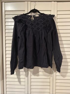 Jennifer & Grace Black Long-Sleeve Blouse Size L